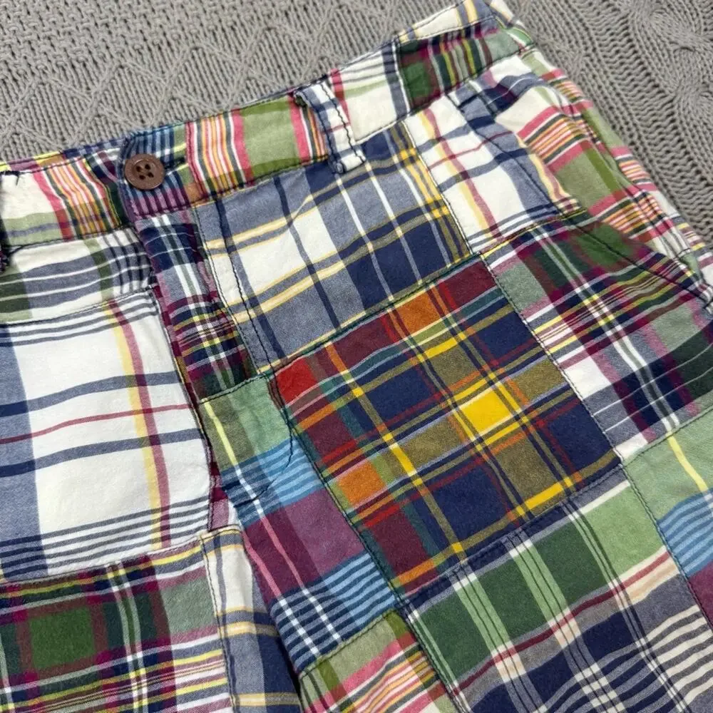 Ralph Lauren Vintage 90s Madras Patchwork Multicolor Plaid Kids Shorts ~ 12